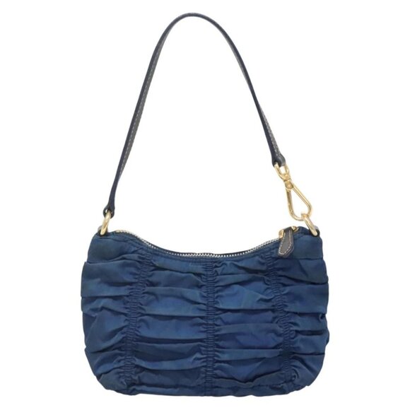 PRADA Accessory Pouch Nylon Blue Gold Auth 139522 - Picture 2 of 16